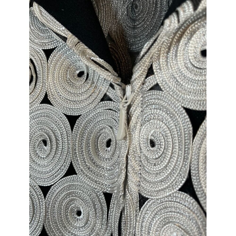 Retro Floral Rosette Jacket 3X Black White Evening Wedding Festive Holiday Chic - Picture 5 of 11